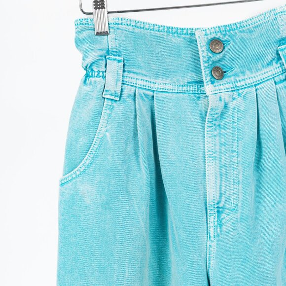 Gucci PF/19 Blue Embroidered Cherry Tapered Paperbag-Waist Jeans - Picture 5 of 16